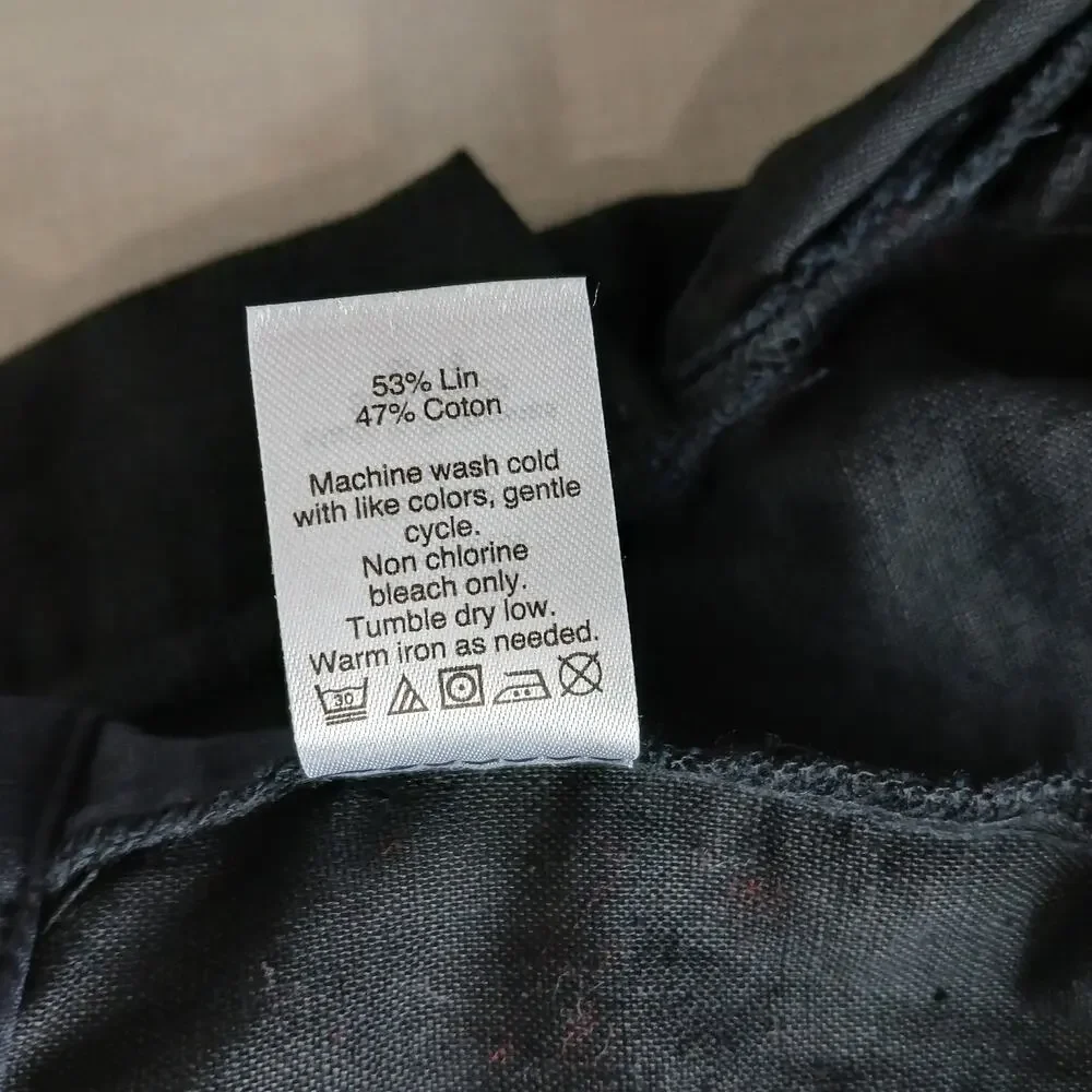 J. Crew black scalloped hem shorts size 4 linen cotton blend pockets zip fly